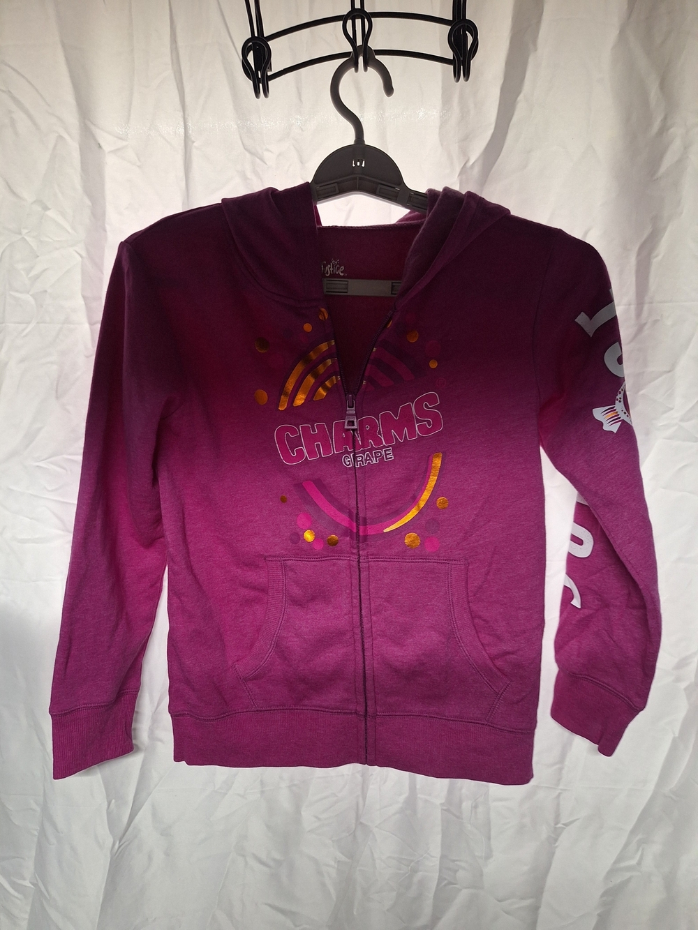 Justice Purple Charms Grape Zip-Up Hoodie - Picture 1 of 5